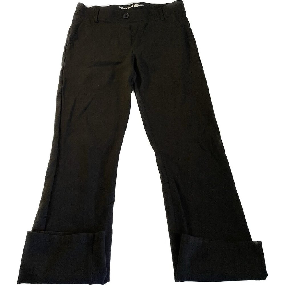 Betabrand Dress Yoga Pants Two-Pocket Straight Leg Black W0076-BK Medium petite